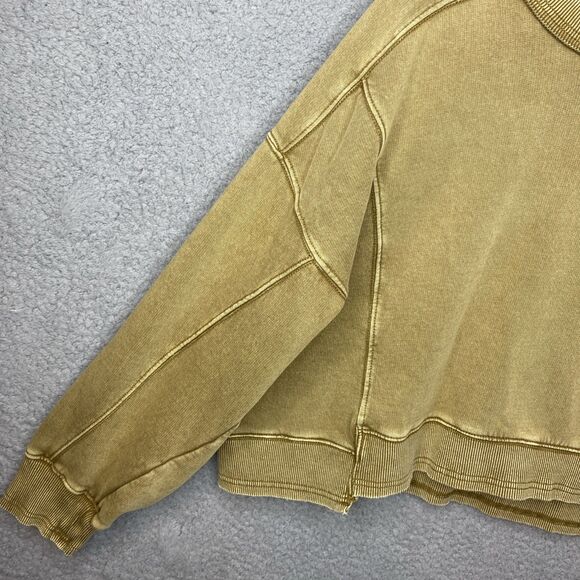 Free People Movement Sz XL Harvest Gold Intercept Crop Crewneck Relaxed Pullover - Picture 4 of 16
